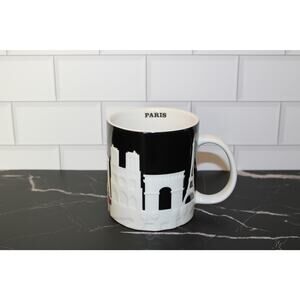 Starbucks Paris 3D Relief Mug Black White Skyline 16 oz NWT Rare